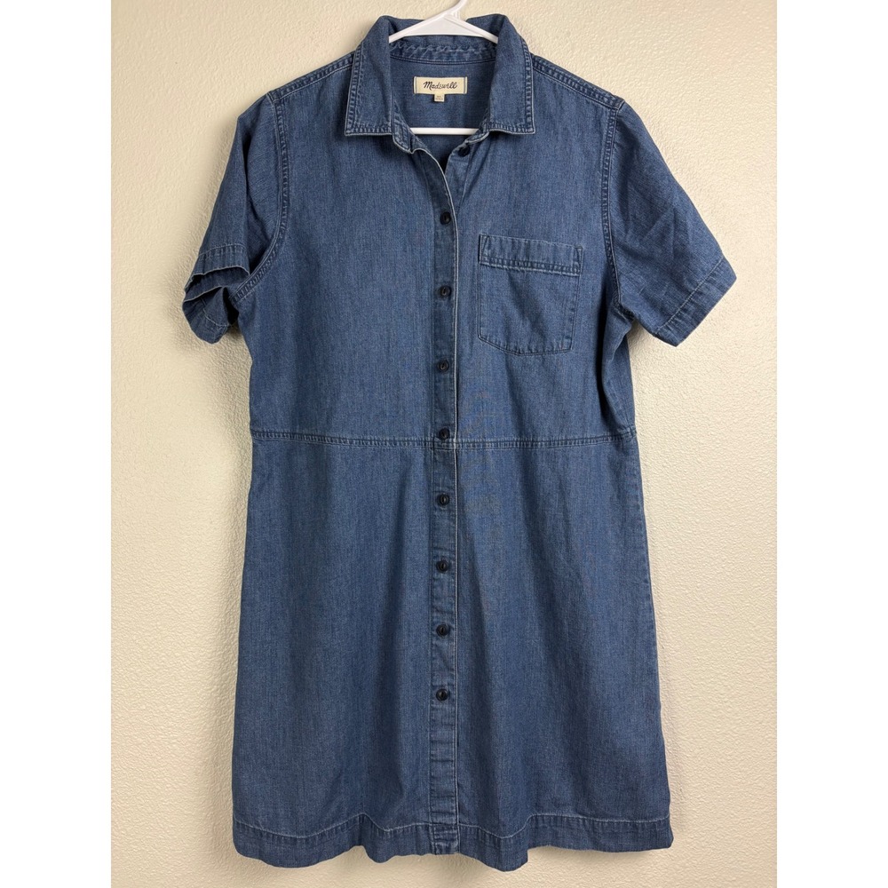 Madewell Shirt Dress XL Chambray Denim Blue Button Front 100% Cotton Western